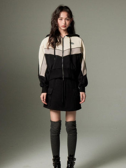 DIDDI MODA Retro Sporty Hoodie Skirt Set