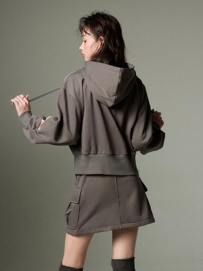 DIDDI MODA Retro Sporty Hoodie Skirt Set