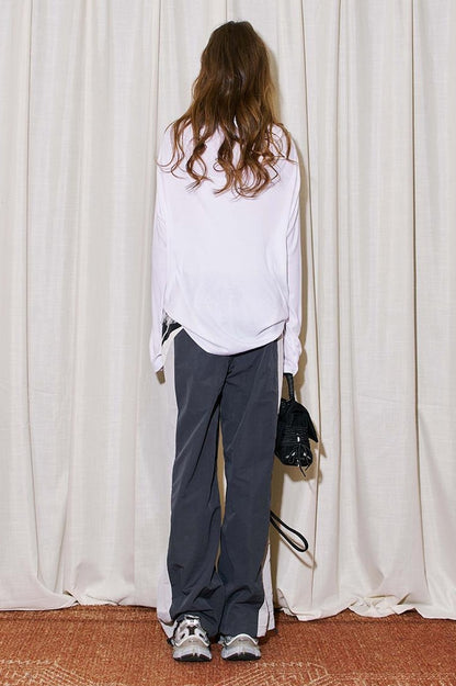 DIDDI MODA Retro Sporty Split Panel Nylon Pants