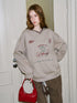 DIDDI MODA Retro Sporty V Neck Colorblock Sweatshirt
