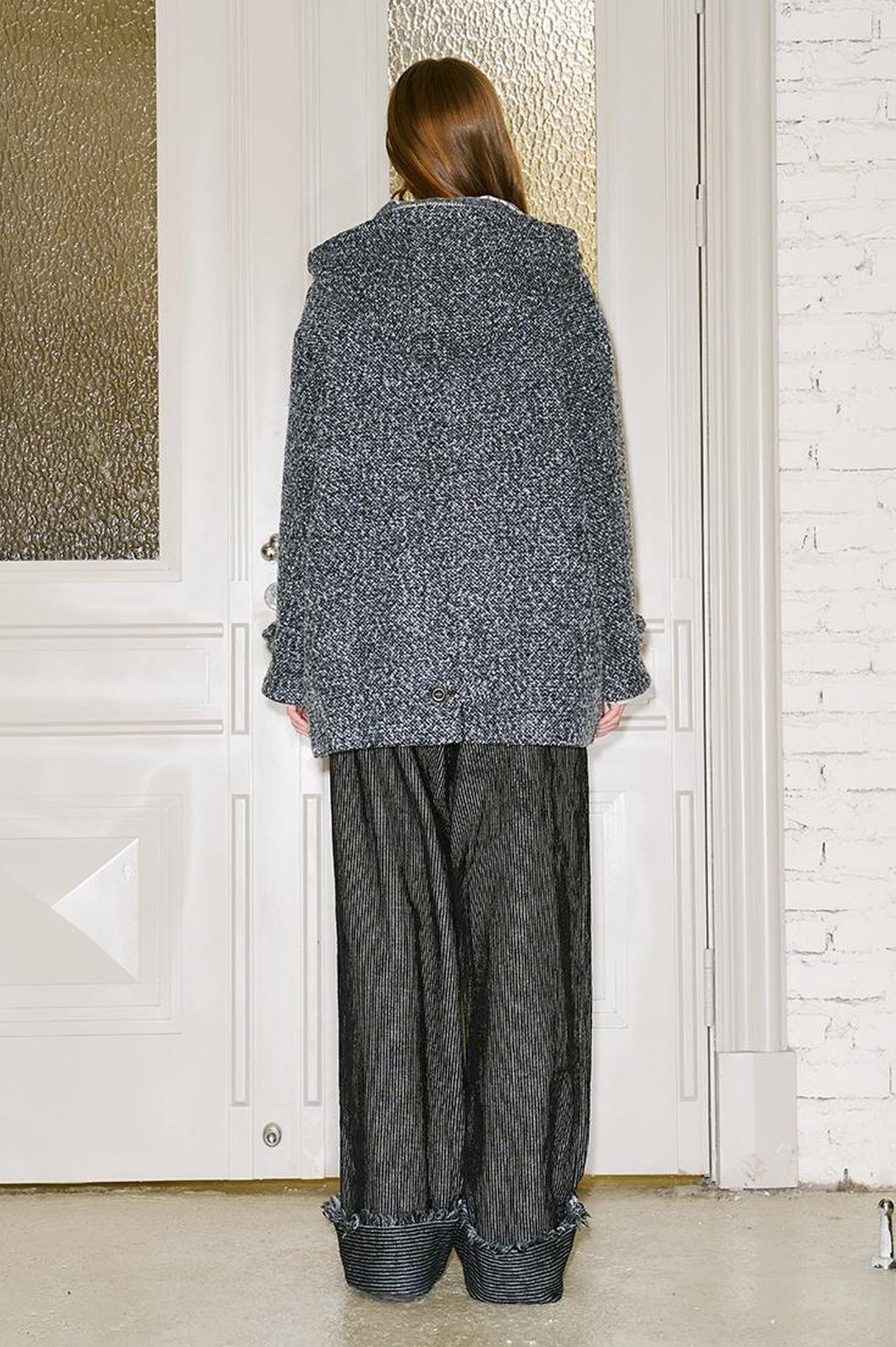 Retro Striped Corduroy Pants Relaxed Straight Leg