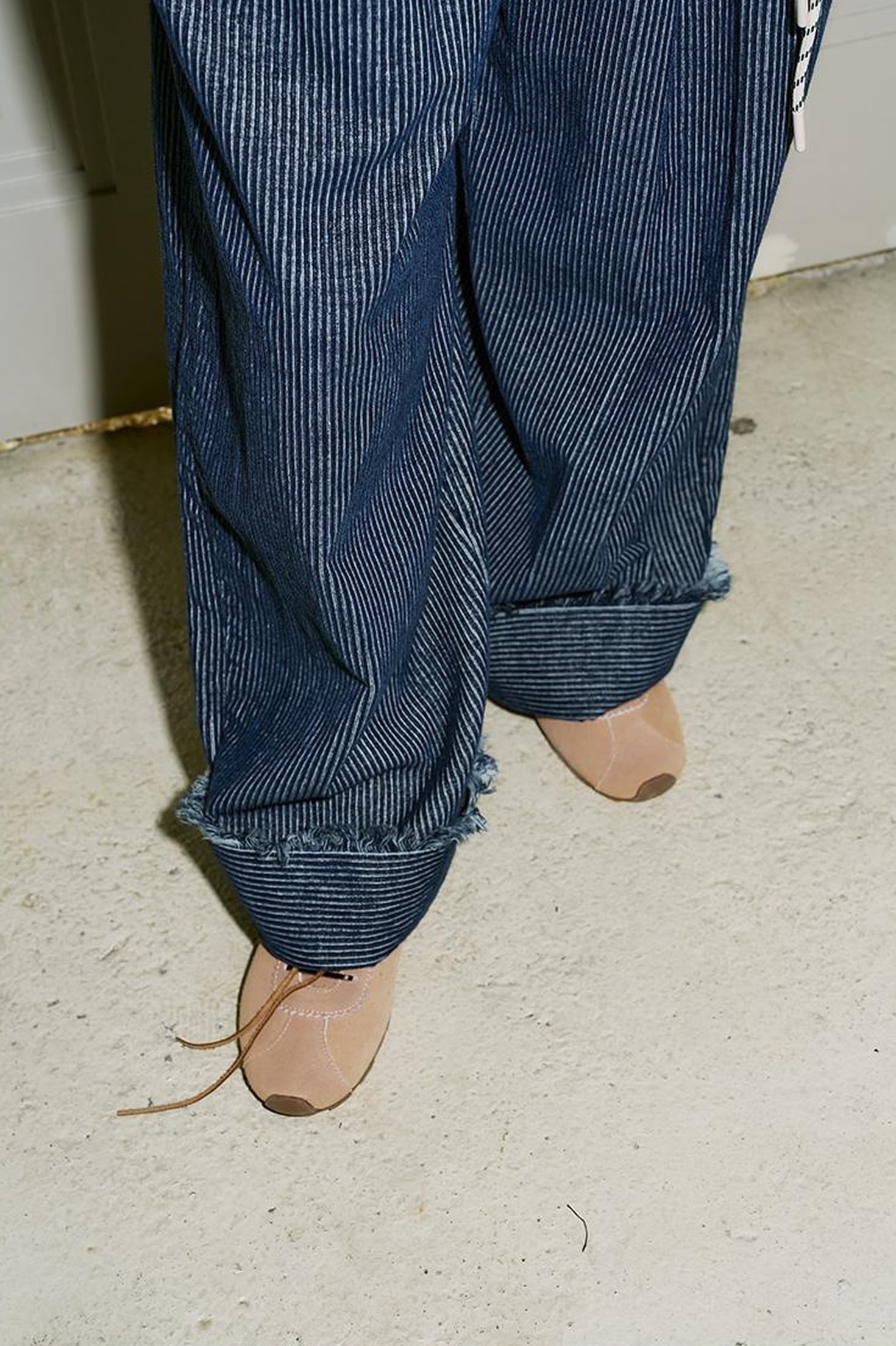 DIDDI MODA Retro Striped Corduroy Pants Relaxed Straight Leg