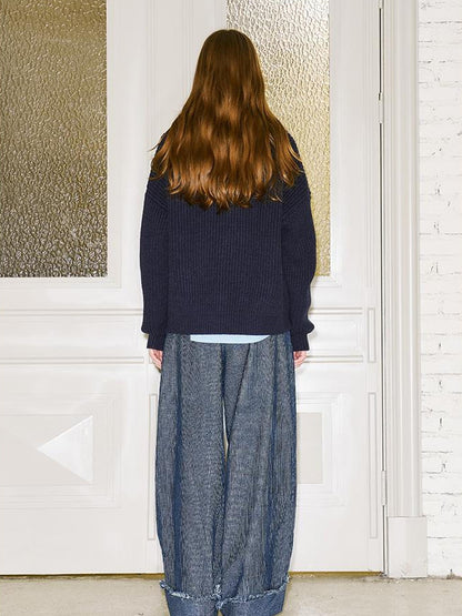 DIDDI MODA Retro Striped Corduroy Pants Relaxed Straight Leg