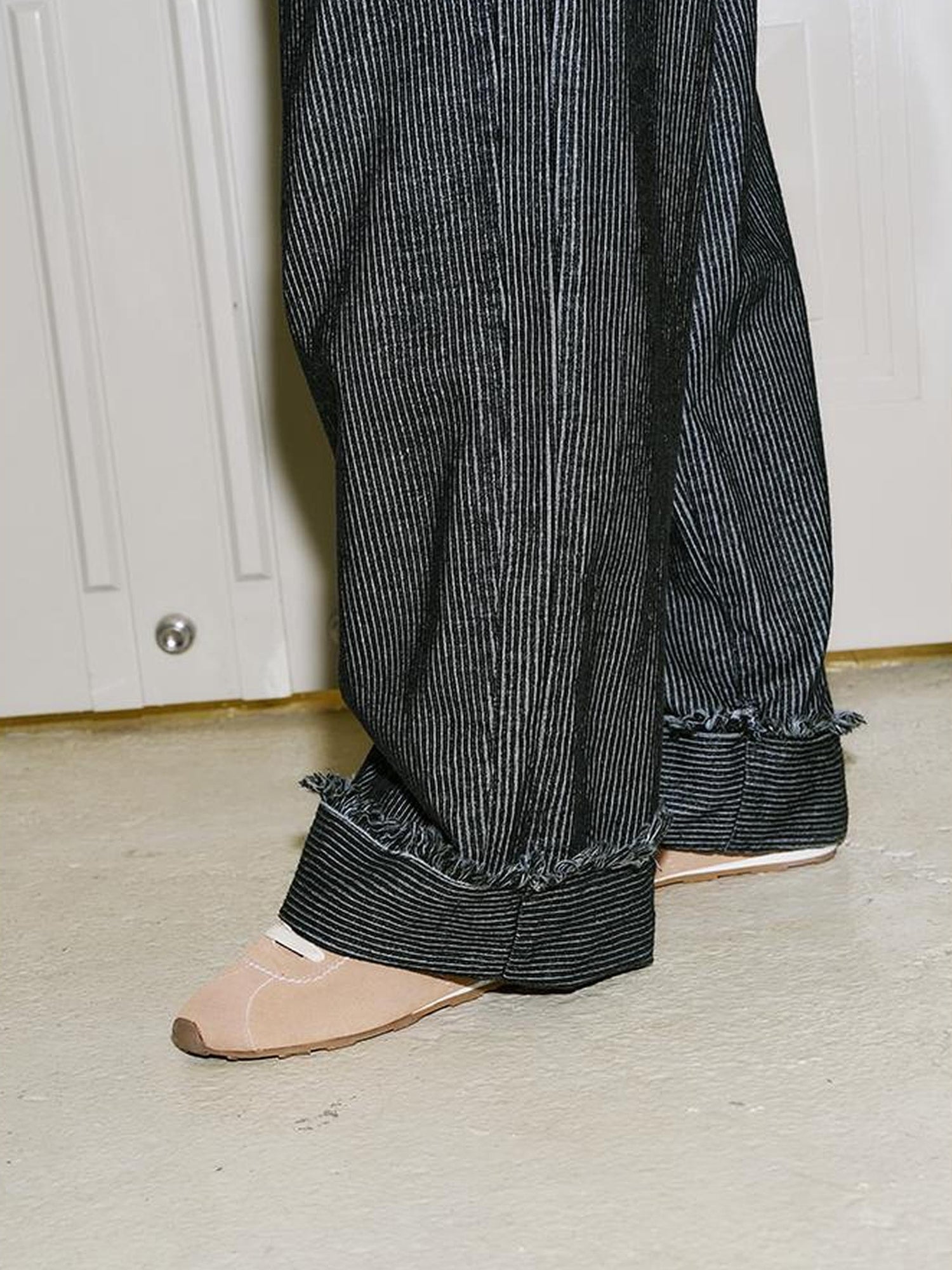 DIDDI MODA Retro Striped Corduroy Pants Relaxed Straight Leg
