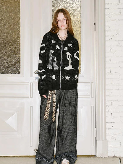 Retro Striped Corduroy Pants Relaxed Straight Leg