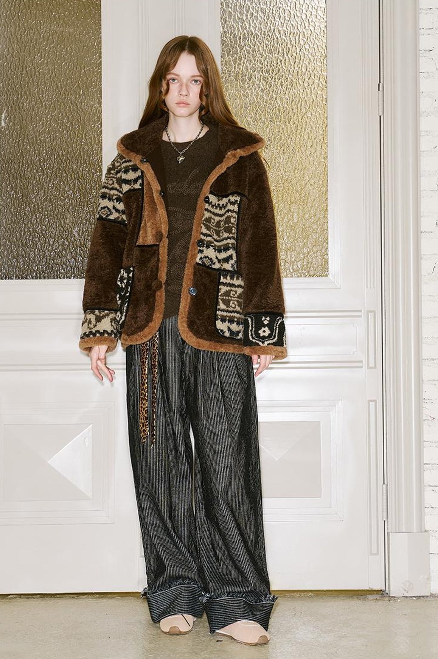 Retro Striped Corduroy Pants Relaxed Straight Leg