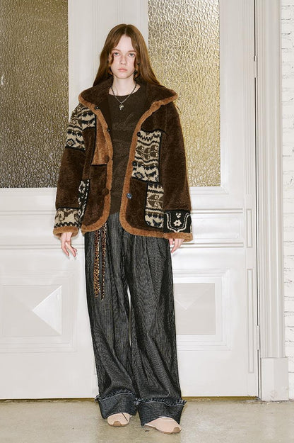 Retro Striped Corduroy Pants Relaxed Straight Leg