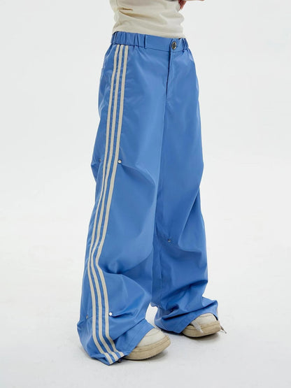 Retro Striped Wide Leg Quick Dry Parachute Pants