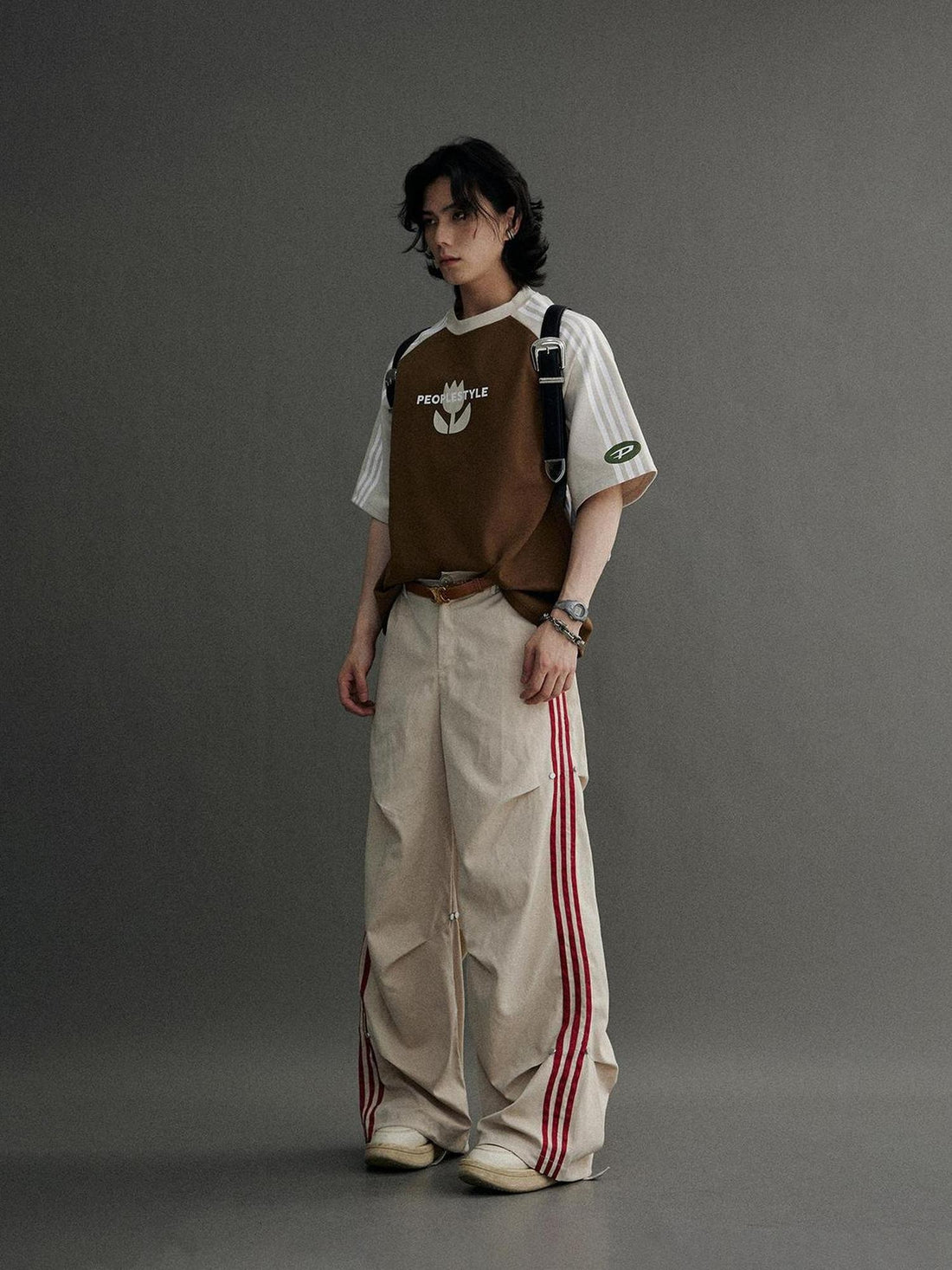 Peoplesense Retro Striped Wide Leg Quick Dry Parachute Pants