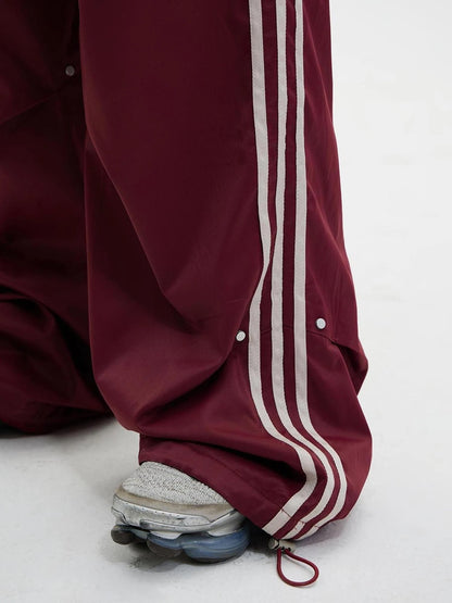 Retro Striped Wide Leg Quick Dry Parachute Pants