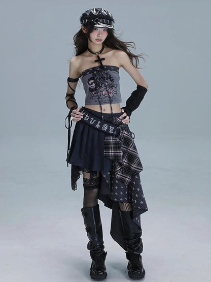 Retro Tape Print Crop Top