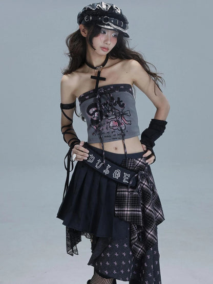 Retro Tape Print Crop Top