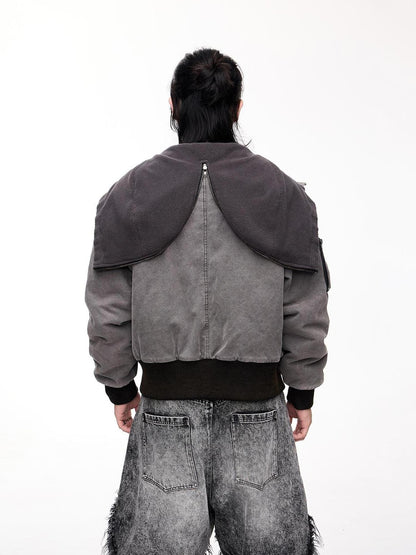 Peoplesense Retro Unisex Washed Graphite Hooded Jacket