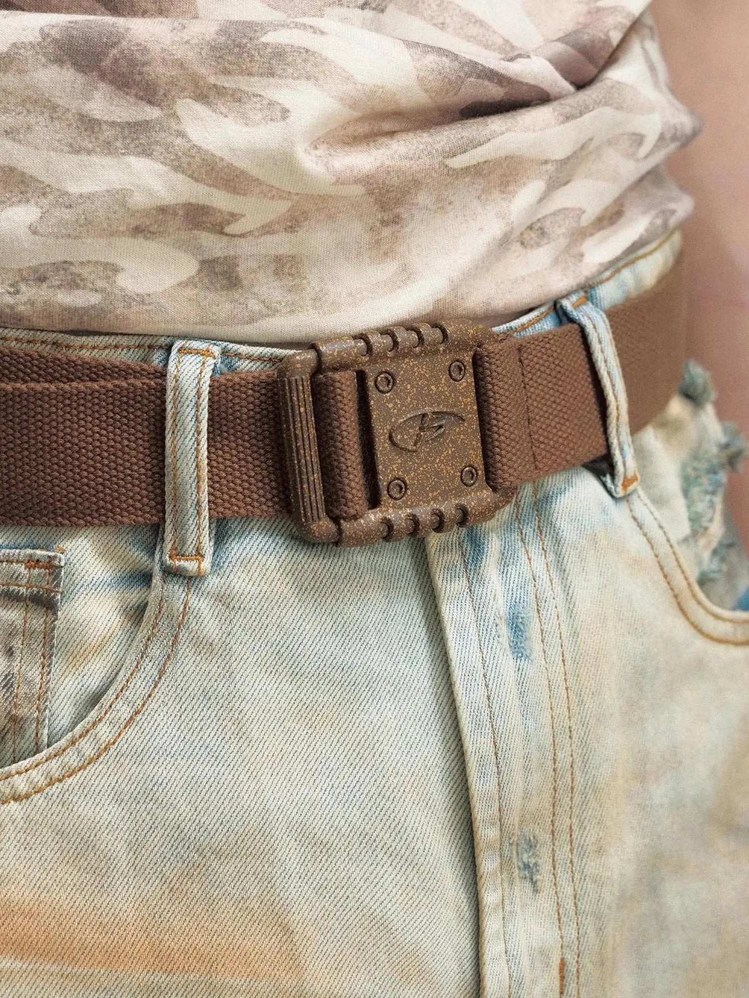 Retro Utility Weave Tactical Belt Unisex 100 Polyester 3 7 X 119 Cm