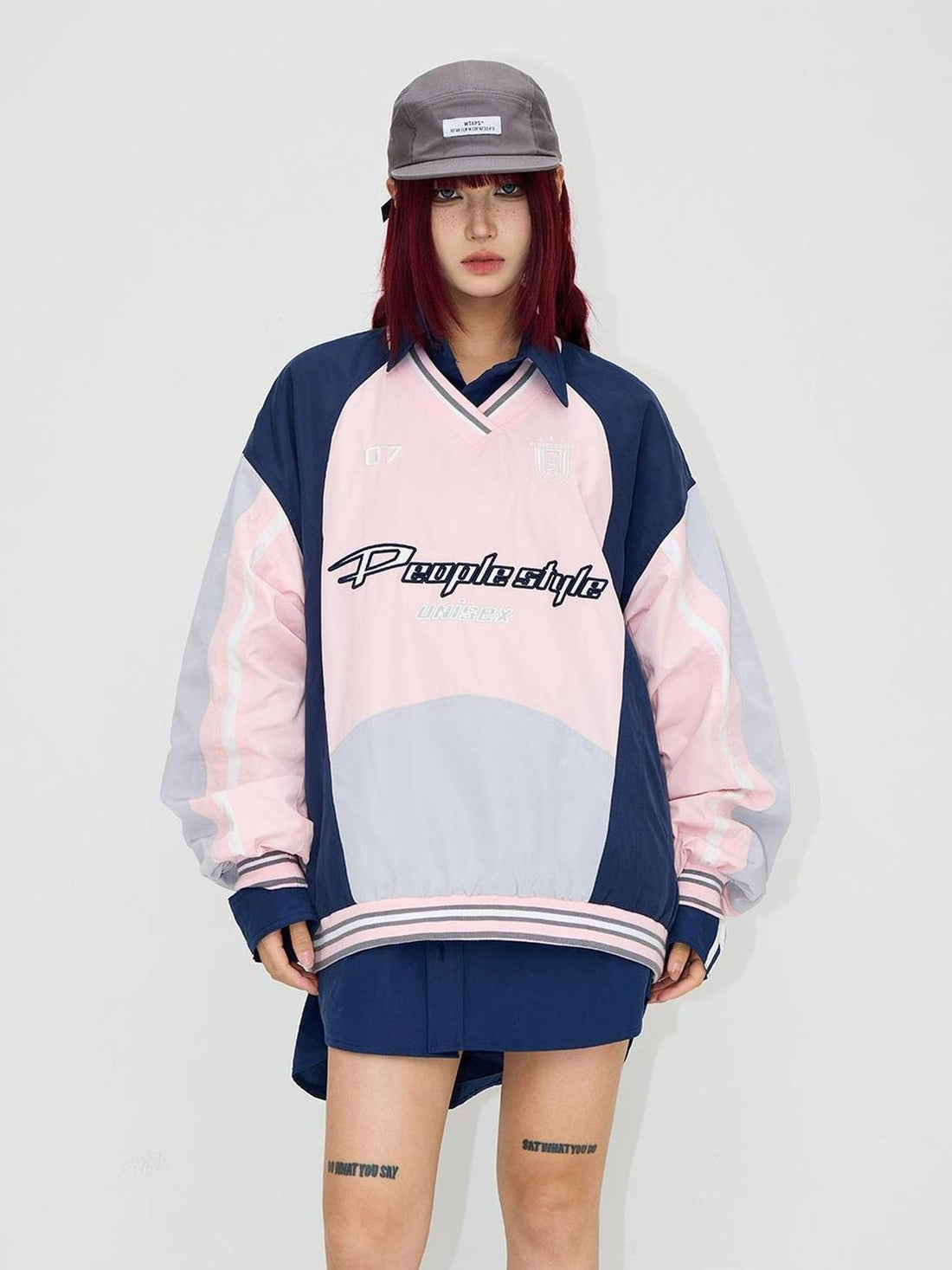 Peoplesense Retro V Neck Rugby Sweater Unisex Loose Fit