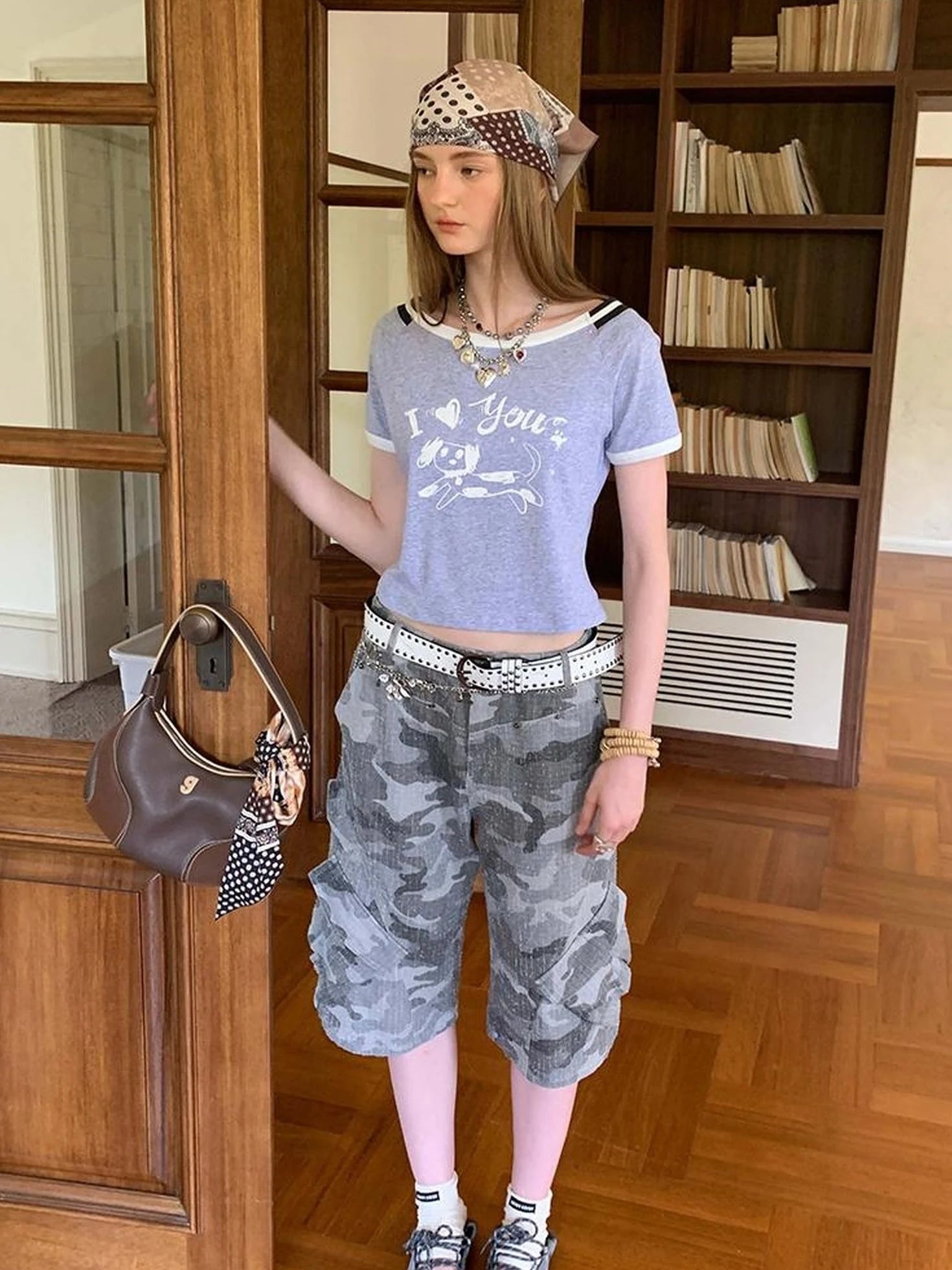 Retro Washed Camo Cropped Pants