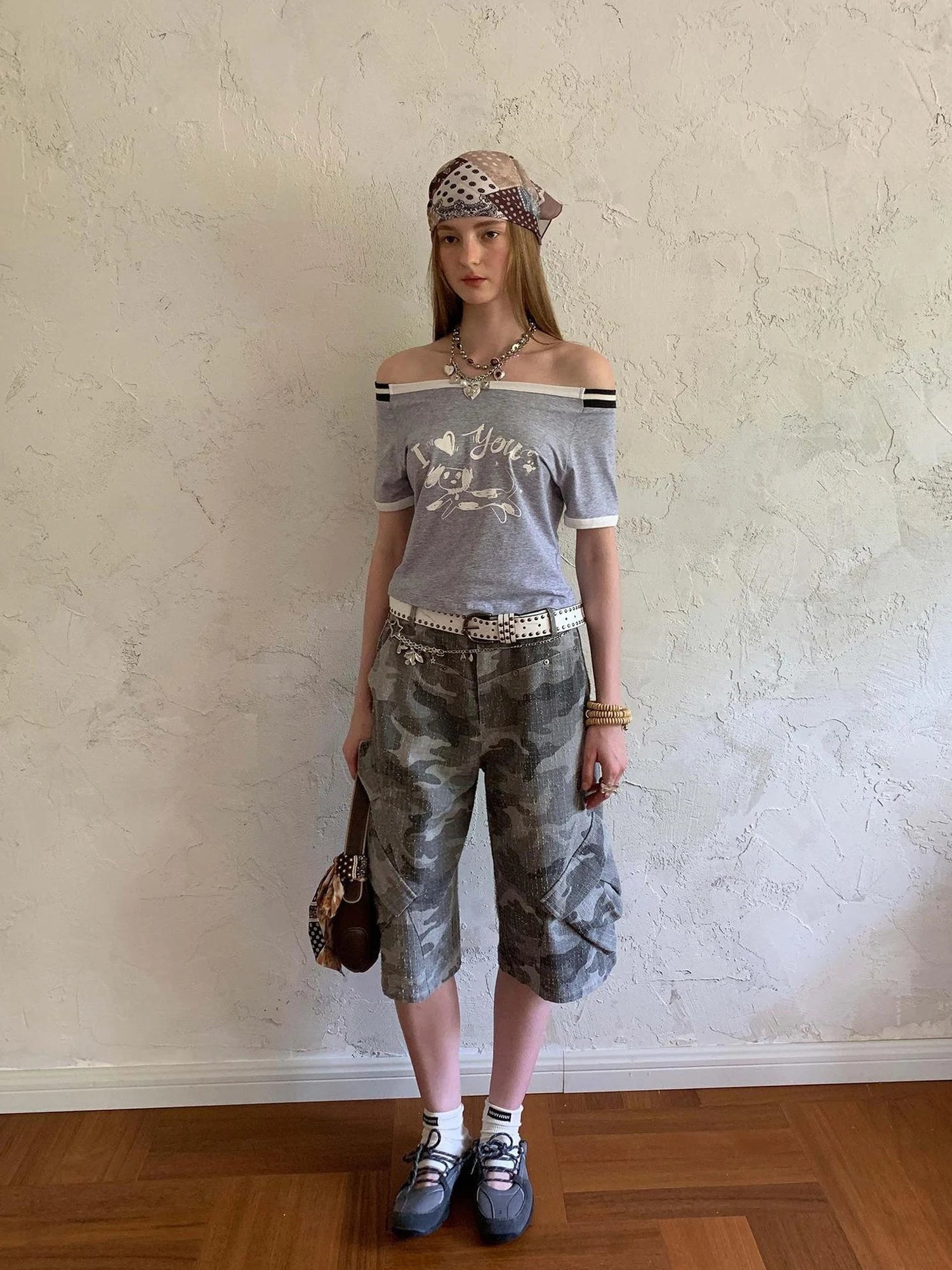 Retro Washed Camo Cropped Pants