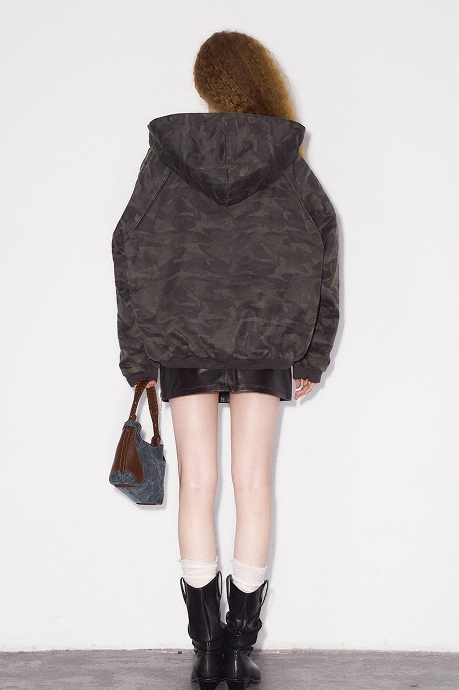 DIDDI MODA Retro Washed Camo Hooded Utility Jacket