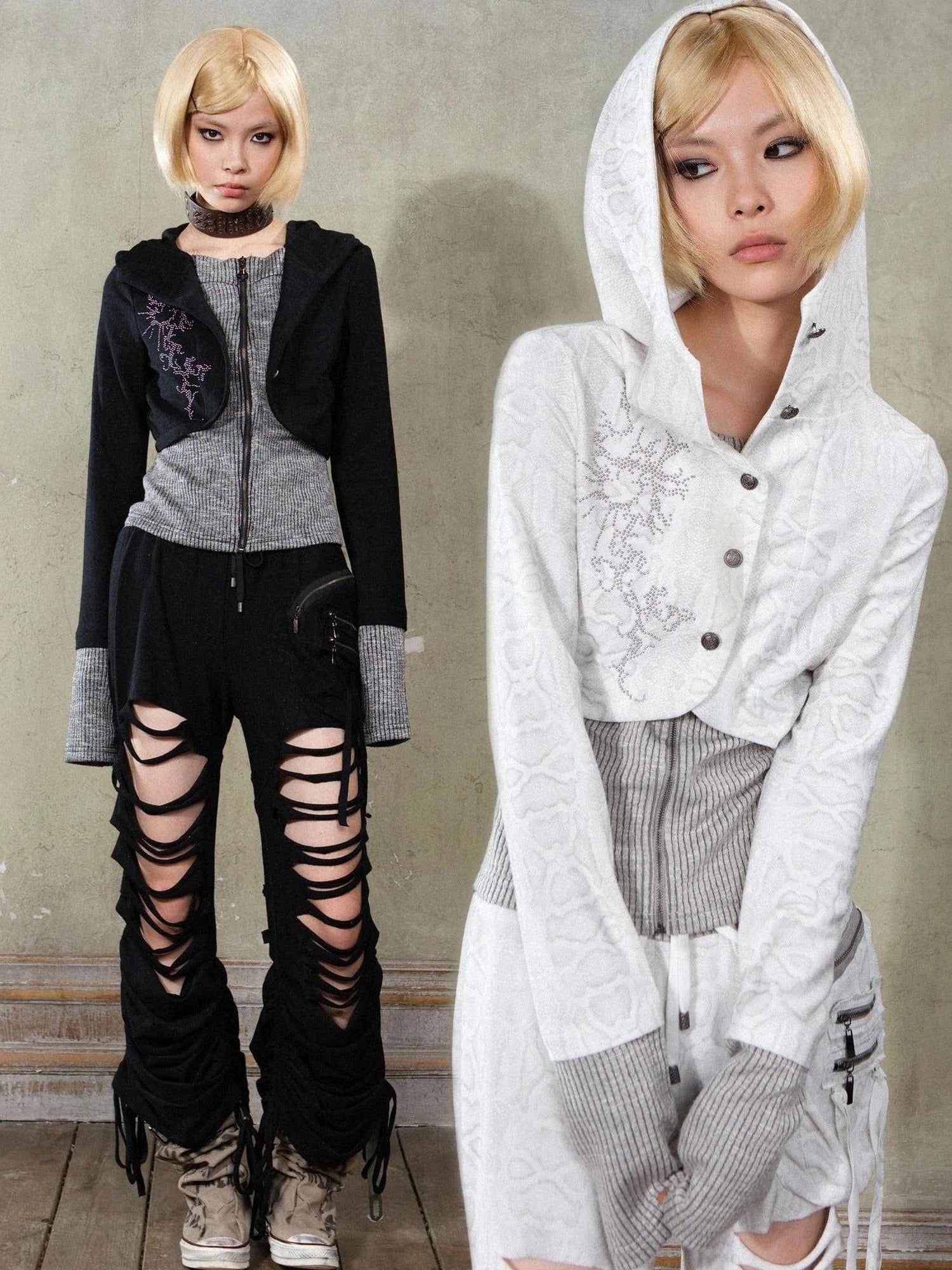 Retro Y2K Punk Knit Cropped Jacket