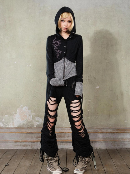 Retro Y2K Punk Knit Cropped Jacket