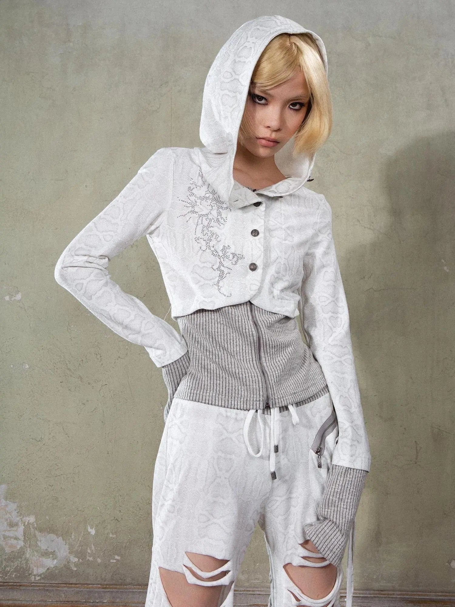 Retro Y2K Punk Knit Cropped Jacket