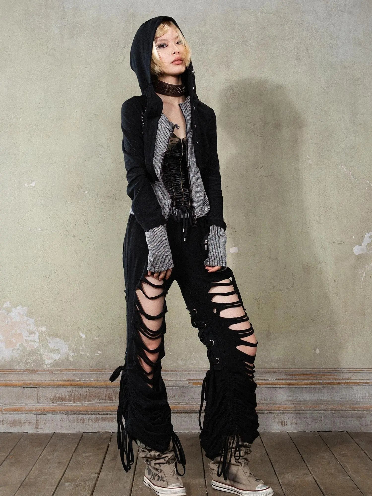 Retro Y2K Punk Knit Cropped Jacket