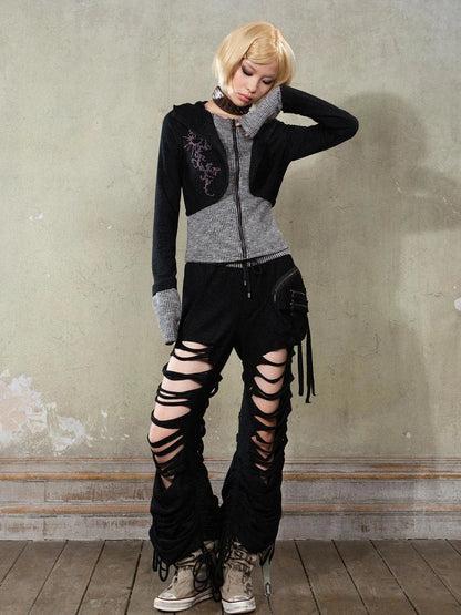 Retro Y2K Punk Knit Cropped Jacket