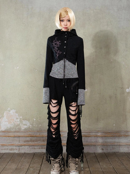 Retro Y2K Punk Knit Cropped Jacket