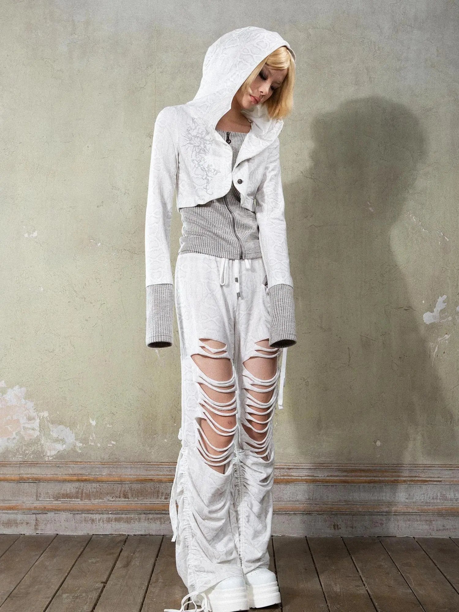 Retro Y2K Punk Knit Cropped Jacket