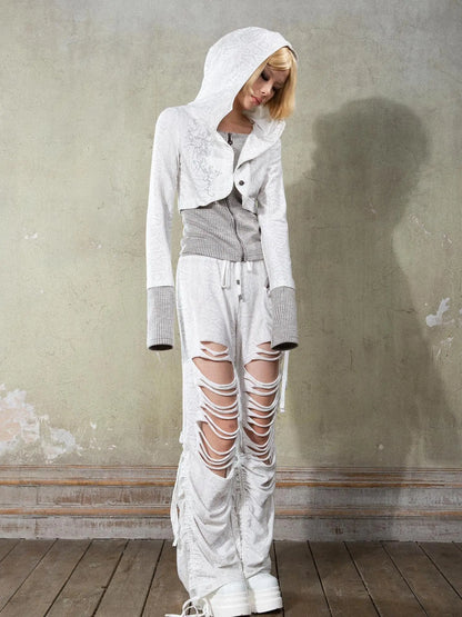 Retro Y2K Punk Knit Cropped Jacket