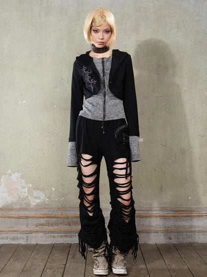 Retro Y2K Punk Knit Cropped Jacket
