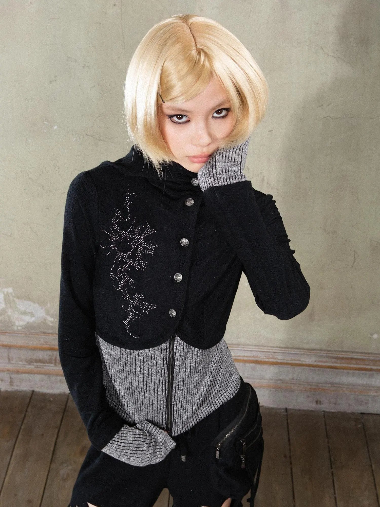 Retro Y2K Punk Knit Cropped Jacket