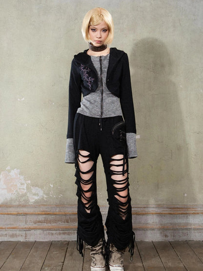 Retro Y2K Punk Knit Cropped Jacket