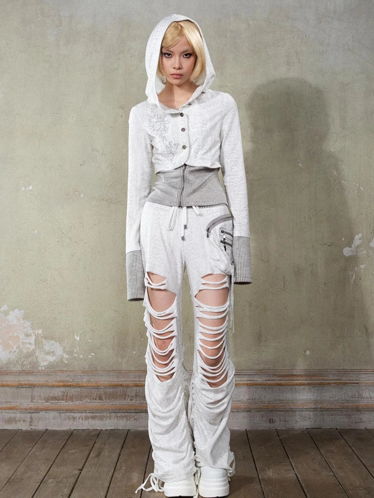 Retro Y2K Punk Knit Cropped Jacket