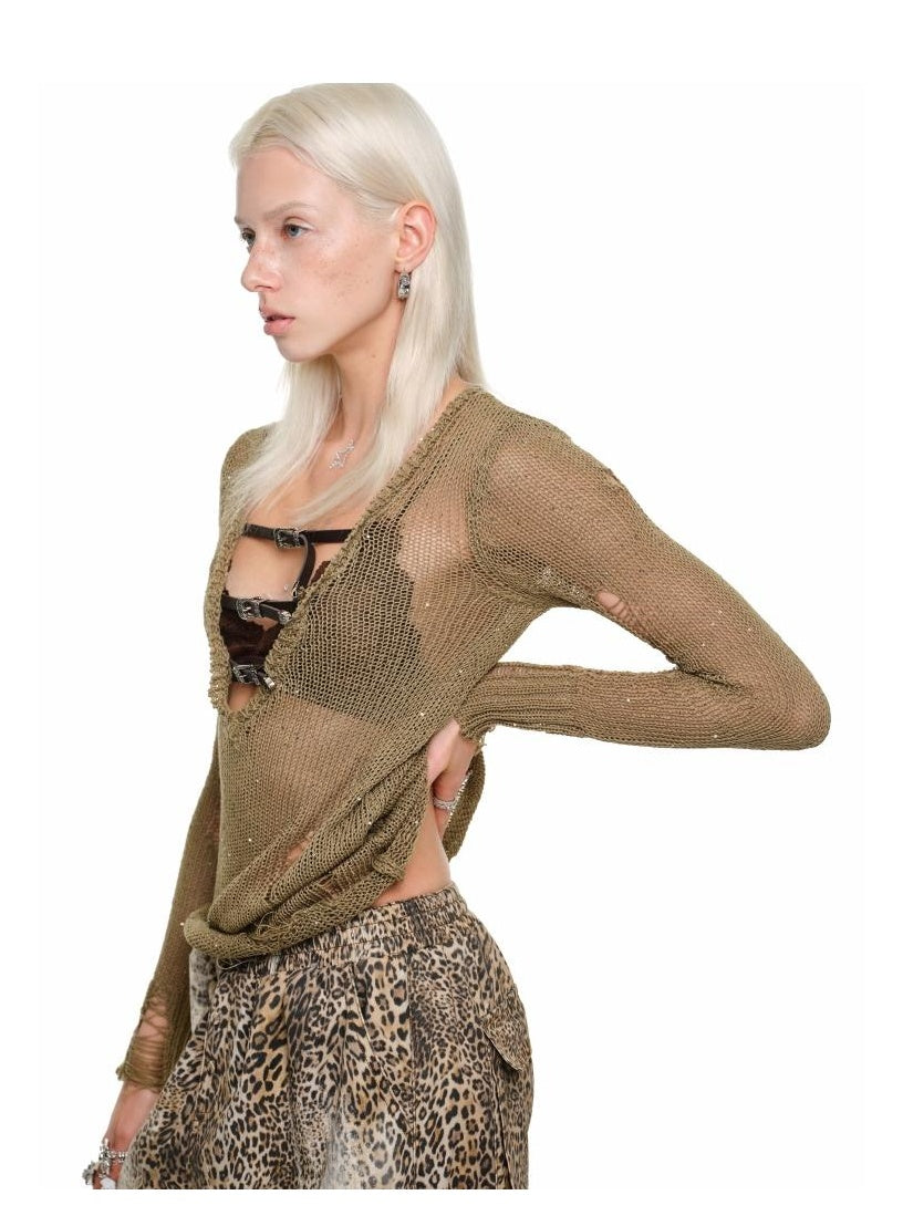 Reversible Knit Top With Cutout Beadworkbolero Jackets