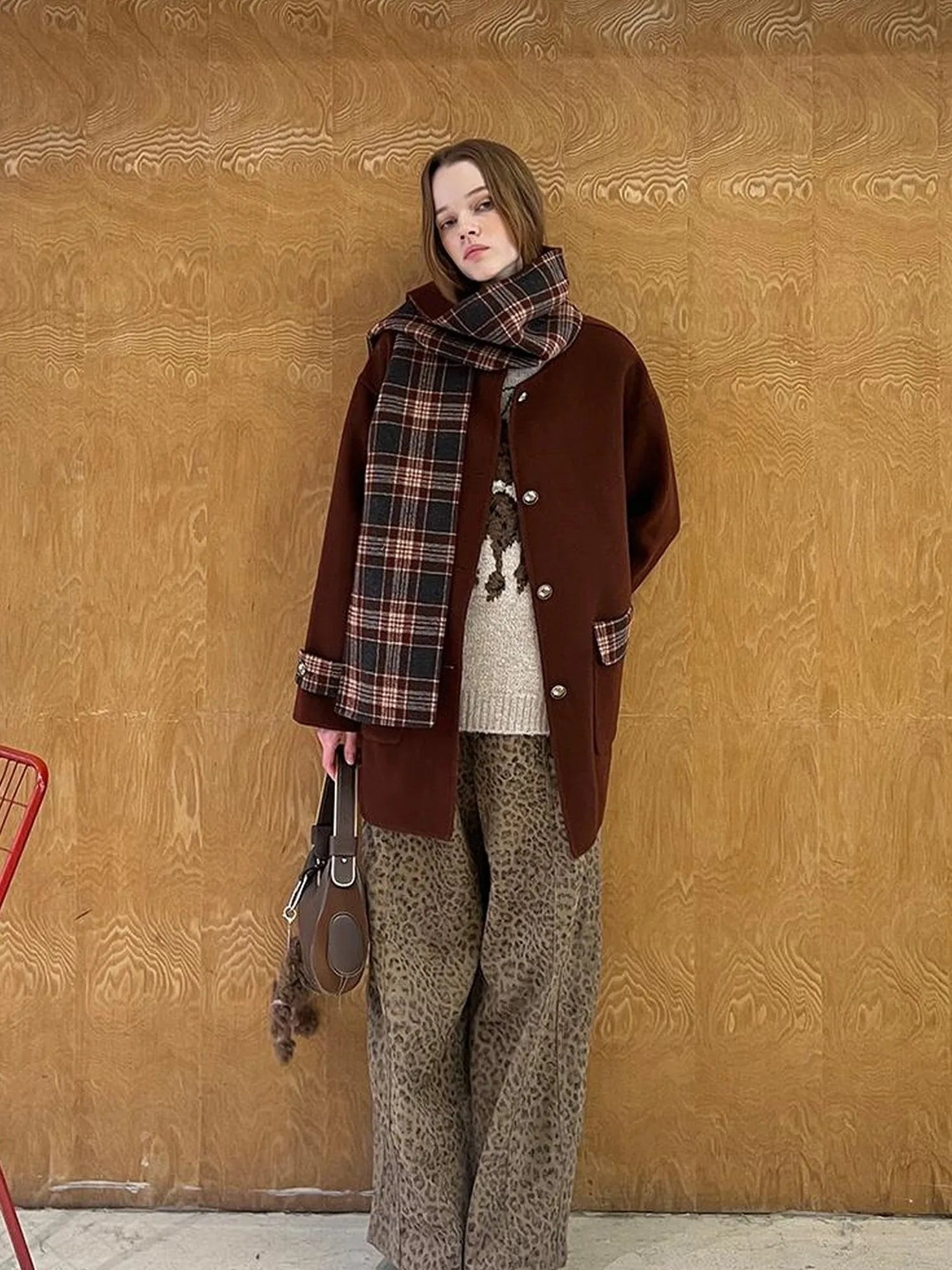 Reversible Plaid Wool Coat Dual Wear Vintage Style