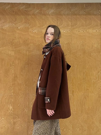 Reversible Plaid Wool Coat Dual Wear Vintage Style