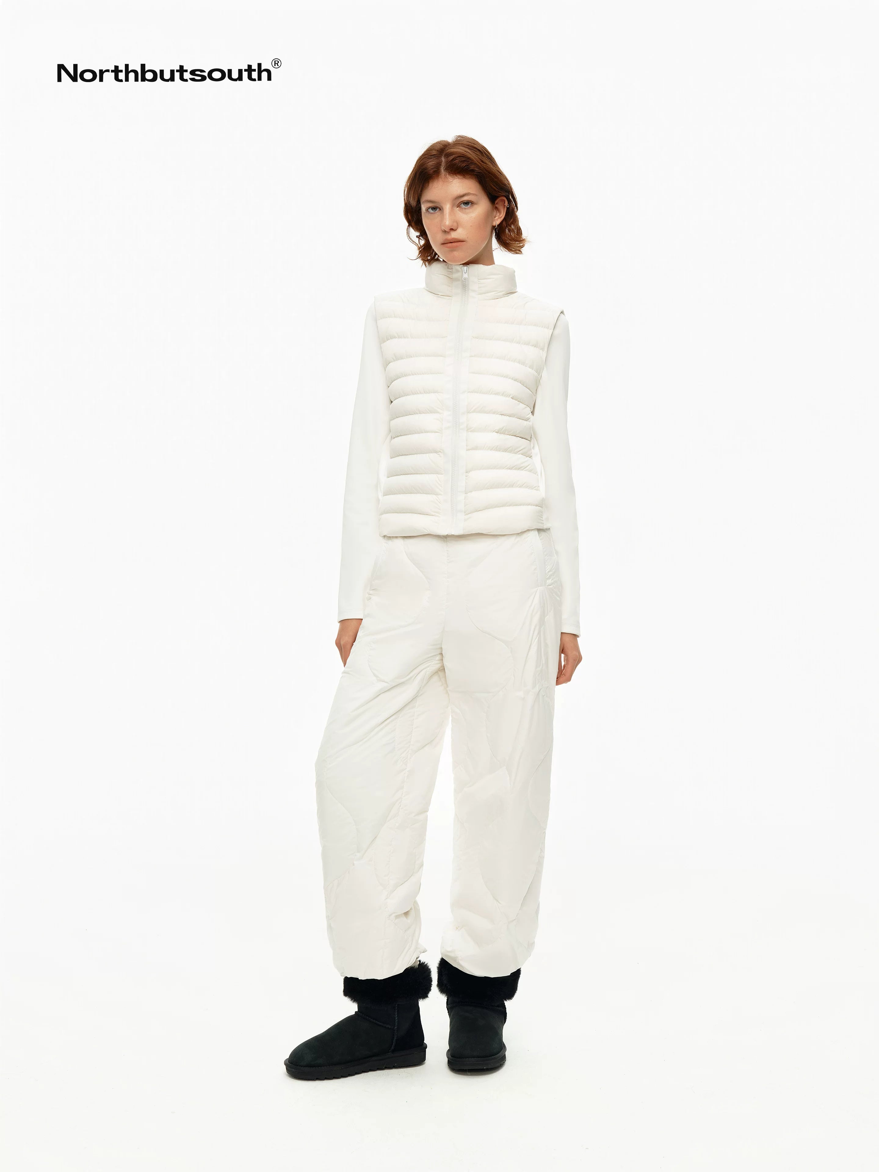 Ribbed Layered Slim Fit Stand Collar Women&