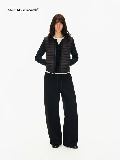 Ribbed Layered Slim Fit Stand Collar Women&