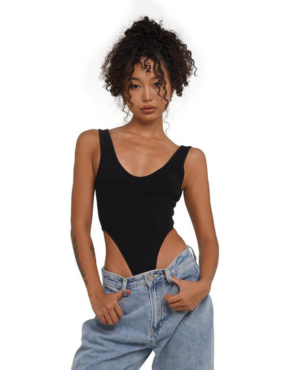 Ribbed U-Back Bodysuit - Basic Knit