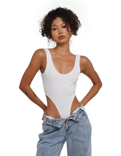 Ribbed U-Back Bodysuit - Basic Knit