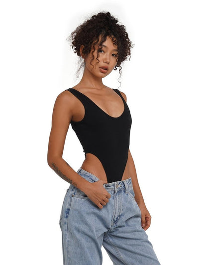 Ribbed U-Back Bodysuit - Basic Knit