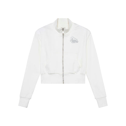 Achihara Church Kiss Embroidered Cropped Hooded Jacket