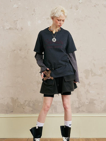 DIDDI MODA Rise Shine Layered Embroidered Cotton Tee