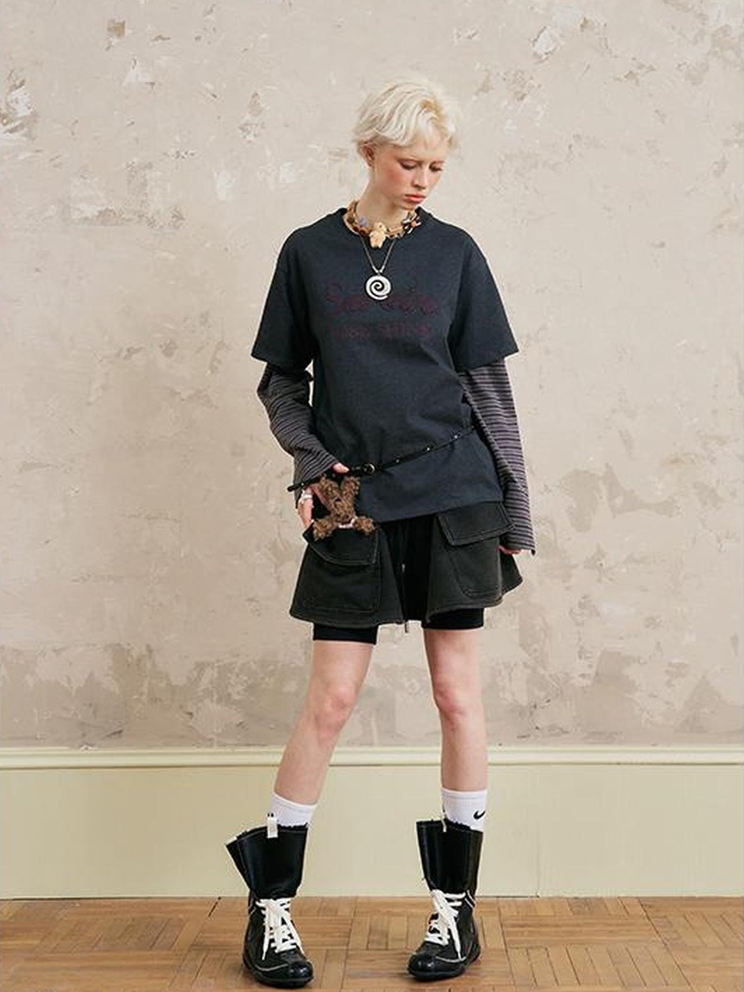 DIDDI MODA Rise Shine Layered Embroidered Cotton Tee