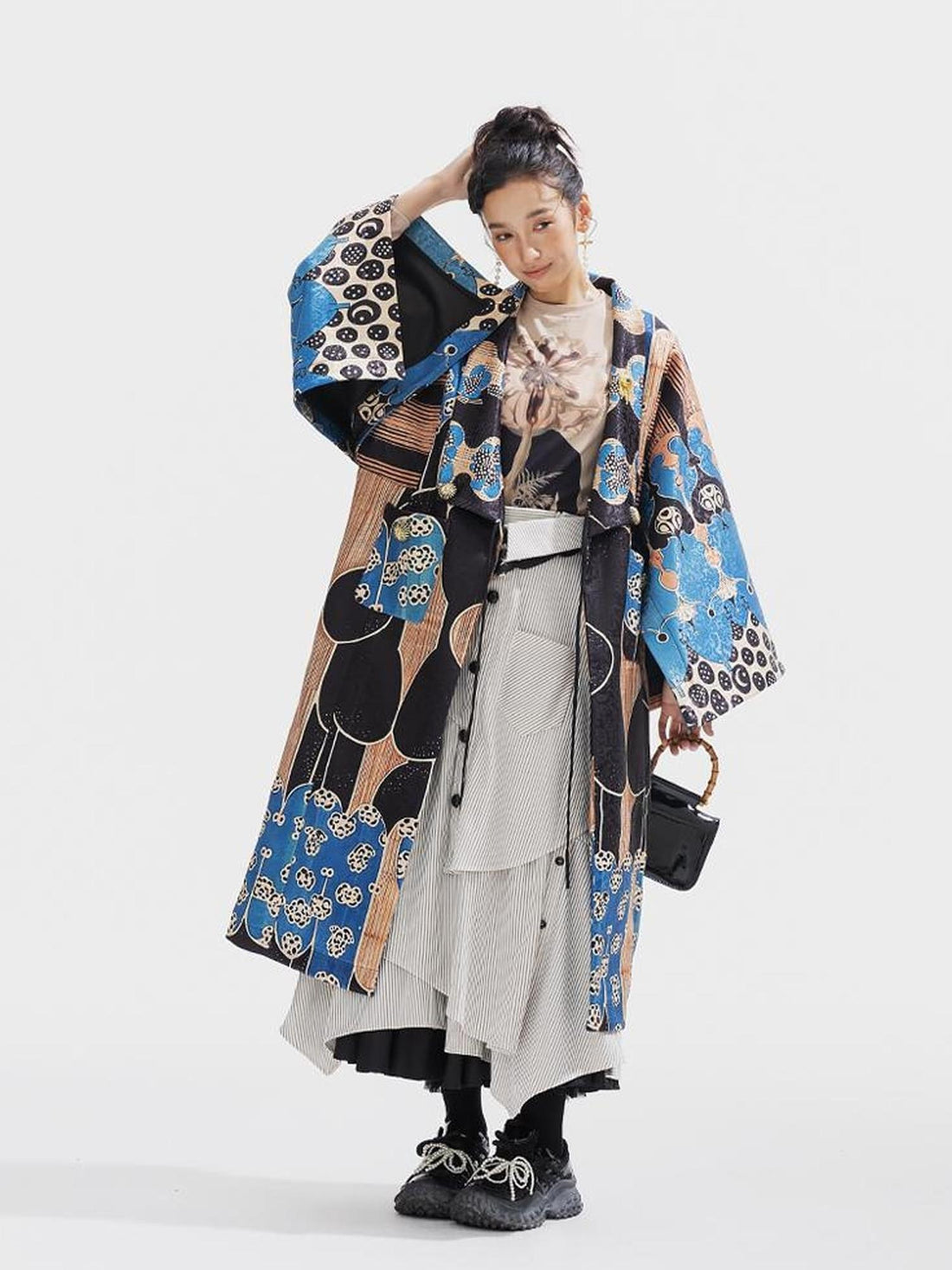 Sweet Mi River 3.0 Ethnic Print Kimono Coat One Size Boho Long Sleeve