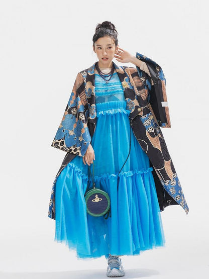 Sweet Mi River 3.0 Ethnic Print Kimono Coat One Size Boho Long Sleeve