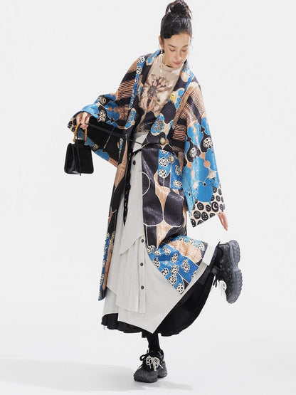 Sweet Mi River 3.0 Ethnic Print Kimono Coat One Size Boho Long Sleeve