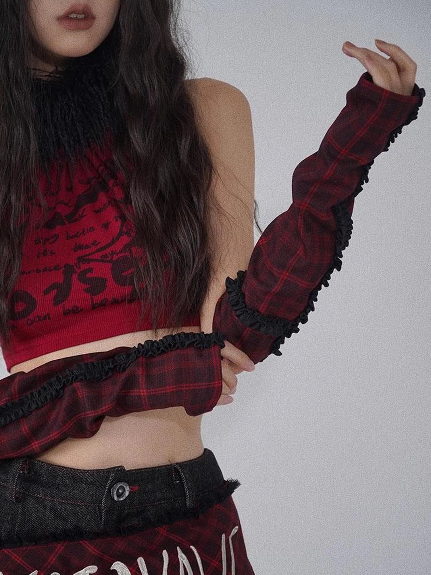 Rock Chic Red Black Plaid Sleeveless Top