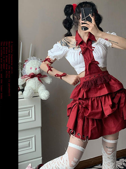 WSW WUSHENWU Rock Sweetie Spicy Ruffled Cake Dress